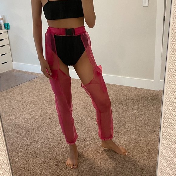 Pink Mesh Rave Chaps - Picture 1 of 7